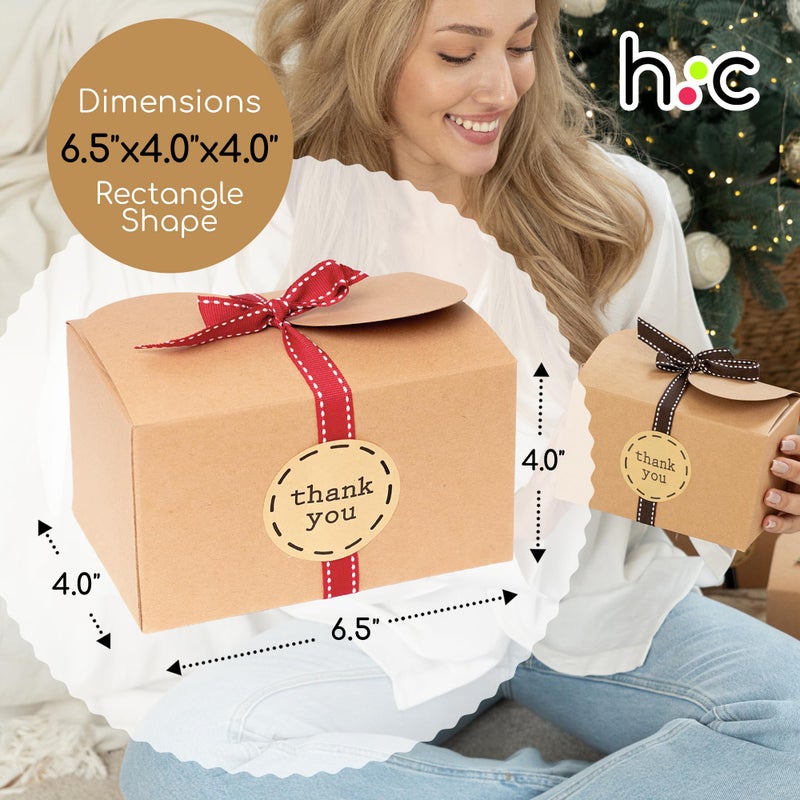 Hayley Cherie Brown Kraft Cookie Boxes with Ribbons & Stickers (20 Pack) 6.5â€ x 4â€ Small Cardboard Gift Boxes for Gift Giving, Baked Goods, Candy, Christmas, Decorative Food Packaging, Bakery Treats, Empty, Bulk - Image 3